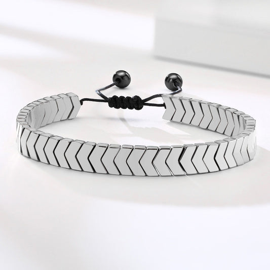 Hematite Arrow Bracelet with Free Minimal Italian Ring