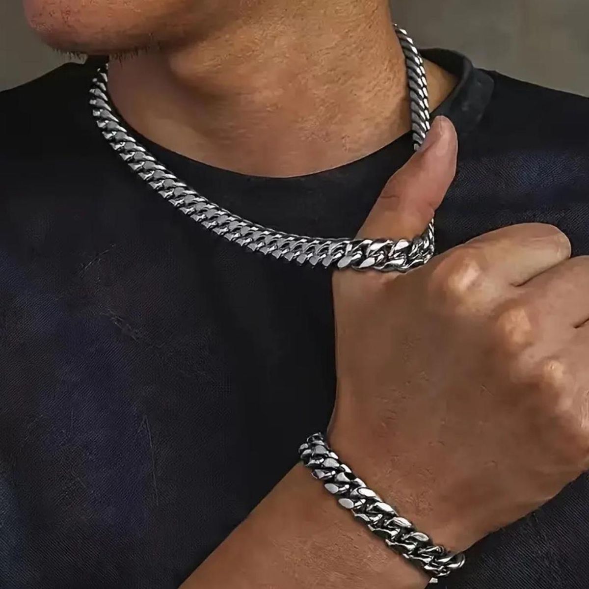Silver Men's Chain with free Bracelet