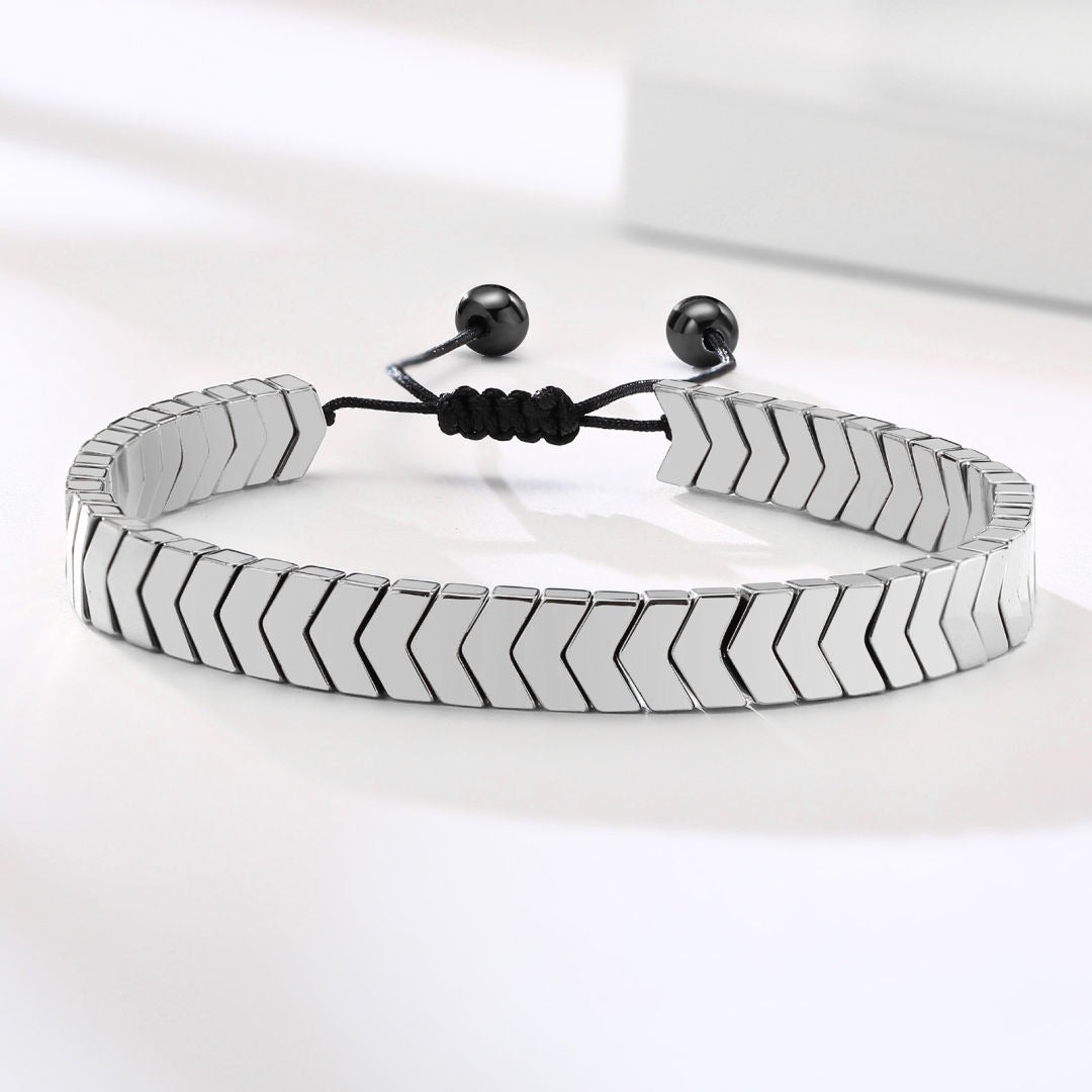 Hematite Arrow Bracelet with Free Minimal Italian Ring