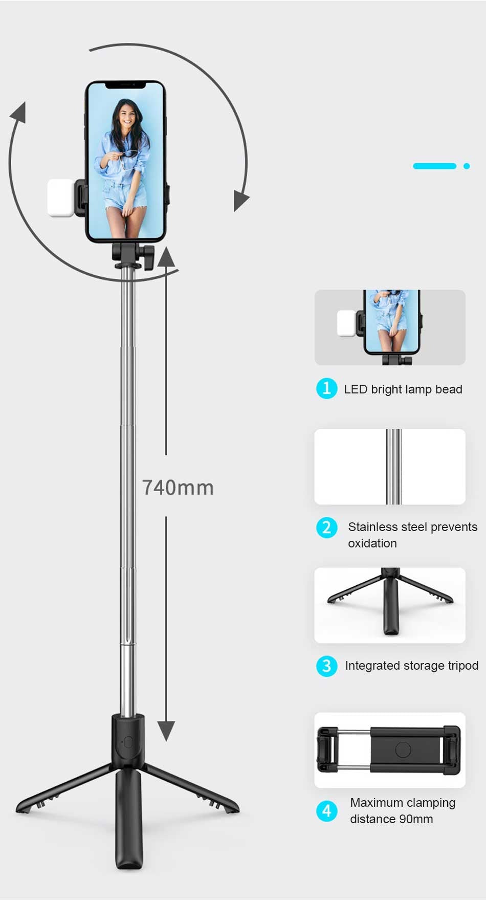 Best 4 in 1 Wireless Selfie Stick